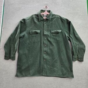 Levi's Men Button Up Shirt 2XL Green Heavyweight Flannel Pockets Long Sleeve